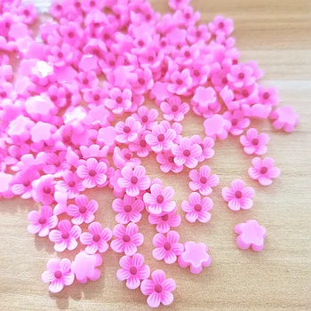 100pcs 9 mm jasno-różowe Kwiaty Z Żywicy Biżuteria Rękodzieło Flatback Kaboszon Do Scrapbookingu Kawaii Słodkie Akcesoria Diy