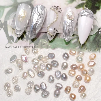 10szt 3D Naturalne Perły Biżuteria Do Paznokci Nieregularne Ozdoby Z Pereł Słodkowodnych Eleganckie Biżuteria Urocze Akcesoria Do Manicure