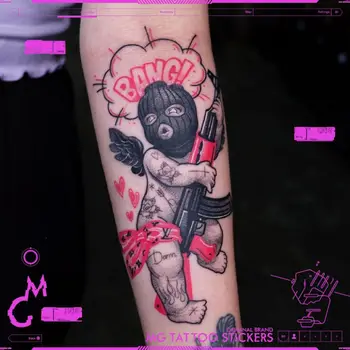 12x19 cm Eros Amor Europejski, Amerykański Gangster Przypływ Kwiat Tatuaż Na Rękę Naklejki Wodoodporne Modne Męskie i damskie Tatuaże