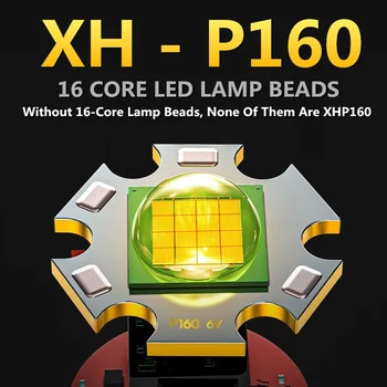 16 RDZENI XHP160 + COB Led Latarka 26650 USB Taktyczna lampa Błyskowa XHP70/P90 Akumulator Latarka Led z Zoomem Myśliwski Jasna Lampa warsztatowa