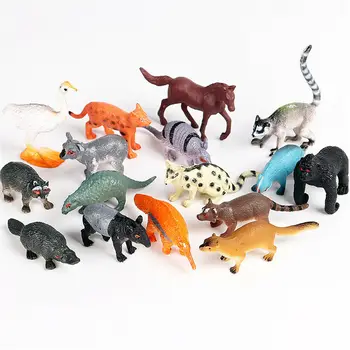 16 szt. Figurki Zwierząt Koala Szop Orangutan Koń Lemur Kolekcjonerska Zabawka dla Dzieci Prezent Symulacja Figurki Zwierząt Edukacyjna Model