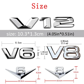 1SZT 3D Metaliczne Dekoracji Samochodu Naklejka Metalowa Samoprzylepny V6 V8 V12Truck Samochodowy Ikona Logo Naklejki dla Uniwersalnych Samochodów