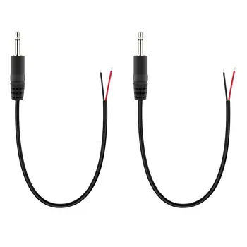 (2 opakowania) Wymiana 2,5 mm wtyczki na gołe drut z otwartym końcem do TS 2 Biegunowy Mono 2,5 mm złącze wtykowe do naprawy kabla audio