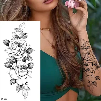 2022 Nowe Flash Tatuaż Wodoodporna Tymczasowy Tatuaż Naklejka Z Nadrukiem Ust Kwiaty Motyl Body art Ręka Fałszywy Rękaw Tatuaż dla Kobiet