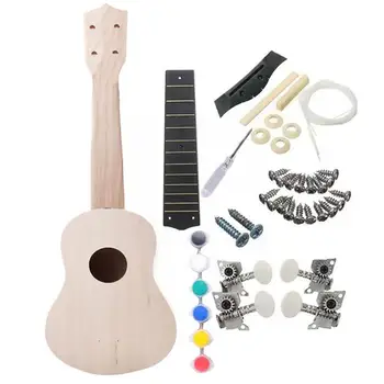 21-Calowy Ukulele Diy Ukulele Mała Gitara Ręcznie Robione Instrument Muzyczny Studencki Pomalowany Materiał Drewniany Pakiet J6a8