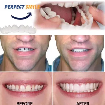 2szt Idealnie Nadają się Do Wybielania Zębów Fałszywych Zębów Pokrycie Zatrzaskujące Silikonowe Licówki Do Uśmiechu Górne Kosmetyczne Wybielanie Zębów Protezy