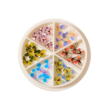 30 szt. W Pudełku Kolorowe Motyle Urok Paznokci Cyrkonie Akrylowe Malowane Motyl Dekoracji Manicure Projekt Nowego Akcesoria