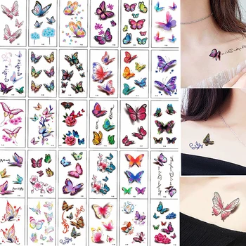 30 szt. Wodoodporny Kobiet Tatuaż Tymczasowy Tatuaż Motyl Kwiaty Sztuka Trwałe Nogi Ciało DIY Ręce Ręce Naklejki Tatuaż