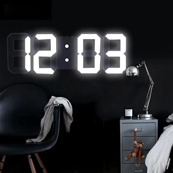 3D Duży Zegar Ścienny LED Cyfrowy Zegarek Elektroniczny Data Temperatura Automatyczne Podświetlenie Budzik Zegar stołowy Tenis Wystrój Domu