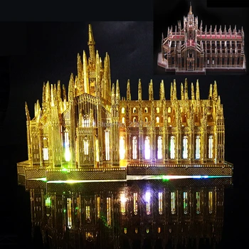 3D Metalowe Puzzle Katedra w Mediolanie 255 sztuk Katedra w Mediolanie Model Budynku Zestawy DIY Cięcie Laserowe 3D Puzzle Zabawki Dla Dzieci i dorosłych