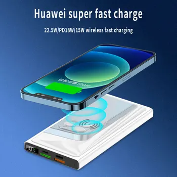 40 W Super Szybkie Ładowanie Bezprzewodowy Power Bank 20000 mah Przenośna Ładowarka 2USB Cyfrowy Wyświetlacz dodatkowa Zewnętrzna Bateria Dla iPhone Huawei