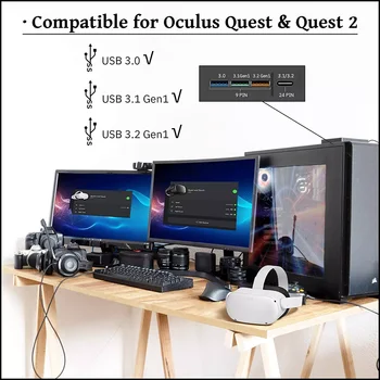 5/6 metrów Szybkie Ładowanie Wytrzymały Kabel Przenośny Gier PC 90 stopni Kątowa głowica USB 3.0 do Type-C Dla Oculus Quest 2