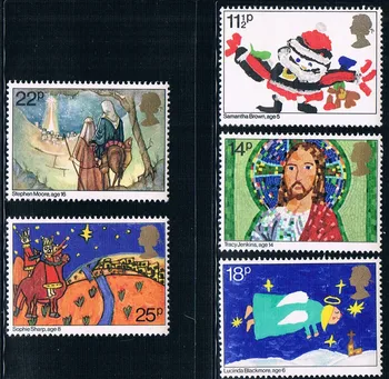5 szt./kpl. Nowy znaczek wydrukowany w wielkiej Brytanii, wielkiej Brytanii, wielkiej Brytanii, wielkiej Brytanii 1981 Roku, boże Narodzenie dla Dzieci Marki z wzorem MNH