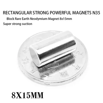 5 ~ 100SZT 8x15 mm N35 Silny Magnes Okrągły Magnes 8 * 15 mm Stały Elektromagnes do Lodówki pierwiastki ziem rzadkich Magnetyczny Blachy Dysk 8 mm x 15 mm