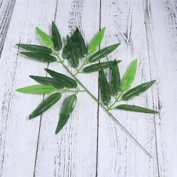 50 szt. Sztuczne Zielone Liście Bambusa Fałszywe Roślin Zielonych Liści Zieleni Dla Domu, Hotelu, Biura, Małe Bambusowe Liście Dekoracji