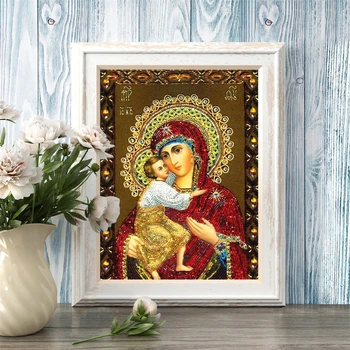 5D Diamentowa Obraz Maryja Obraz z Kryształkami Mozaika Religijna Ikona Pełna Kwadratowy Zestaw Diament Haft Pełny Diament