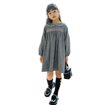 Aksamitna sukienka dla nastolatek 2023, Dziecięca jesienno-zimowa Odzież w stylu patchwork, Fotelik Sukienka Księżniczki, #7152