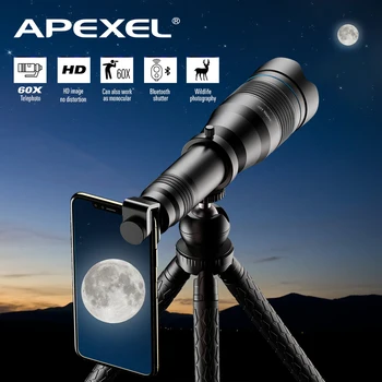 APEXEL Profesjonalnego HD Teleobiektyw z Zoomem do Telefonu 20-60X Potężny Монокулярный Teleskop Mobilny Teleobiektyw na Kempingu Turystyki