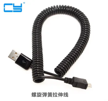 Chowany 90 stopni usb micro usb kabel Do Ładowania przez USB do Micro USB, Sprężynowy Kabel Synchronizacji Danych Przewód Ładowarki Kabel Spiralny