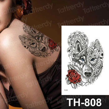 Czarny Kwiat Tymczasowe Tatuaże Realistyczne Naklejki Fałszywe Zmywalny Tatuaż Róże Naklejka Dla Dorosłych, Body Art Nogi Ręka Kreatywne Tatuaż