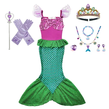 Disney Księżniczka Syrenka Ariel Kostium Dla Dziewczyn Dla Dzieci Cosplay Dziecięcy Karnawał Urodziny Odzież Na Studniówkę Sukienkę Vestido