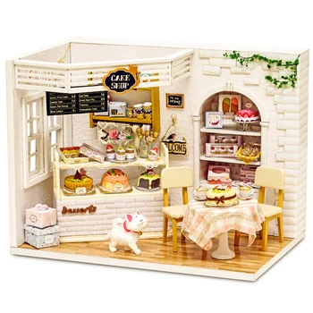 Dom dla lalek Meble Diy Miniaturowy osłonę 3D Drewniane Miniaturki Domek dla Lalek Zabawki dla Dzieci, Prezenty Na Urodziny Tort Pamiętnik H14