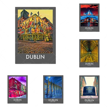 Dublin vintage Drogowy Print Ścienny artystyczny Plakat. Parapetówka/urodziny/Prezent na Walentynki wystrój Domu Miejska architektura Irlande Guiness
