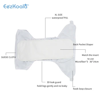 EezKoala Duży Rozmiar XL Ekologiczny Tkaniny Pieluchy Prać Świąteczny Regulowany wielokrotnego użytku Tkaniny Pieluchy Pokrowiec Nadaje się Dla Dziecka 2-5 lat