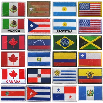 Flagi państw Ameryki Meksyk Puerto Rico Argentyna Stany Zjednoczone, Kanada, Brazylia, Salvador Haftowane Naszywki Ikony Hurtowych