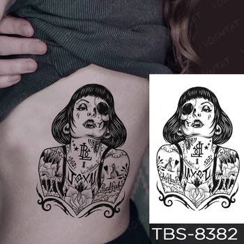Gothic Punk Y2K Wodoodporna Tymczasowy Tatuaż Naklejka Ciemna Plama Styl Kot, Róża Flash Tattoo Body Art Ręka jest Fałszywy Tatuaż Mężczyźni Kobiety