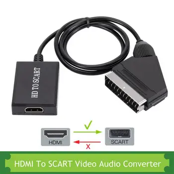 Hd 1080p Hdmi zgodny Wejście Do Wyjścia wideo Scart Audio Converter Adapter Kompatybilny Dla crt TV Magnetowidu Vhs