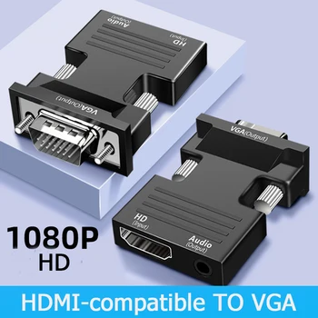 HD 1080P, VGA-HDMI-kompatybilny adapter HDMI-zgodny konwerter VGA Do PC Laptopa w HDTV i Projektor