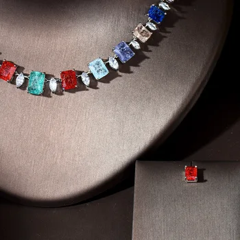 HIBRIDE Piękno Sześciennych Cyrkon Zestawy Biżuterii dla Kobiet dla Nowożeńców poprawiny Biżuteria Akcesoria Kolczyki Wisiorek Necklae Zestawy N-763