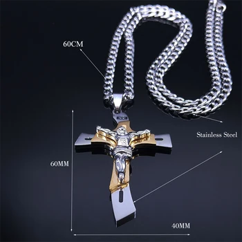 Hip-Hop jest Katolicyzm, Jezus Krzyż Naszyjnik Ze Stali Nierdzewnej Złotego, Srebrnego Koloru Z Krucyfiksem Naszyjniki Długie Kpop Punk Biżuteria Prezent N2009S
