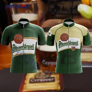 HIRBGOD New Beer Team Zielona Męska Krótki Rowerowa Koszulka W Paski Неинформативная Rowerowa Koszulka Ropa De Hombre noszona Odzież Sportowa