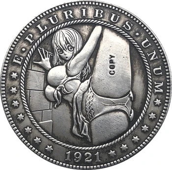 Hobo Nikiel 1921-D USA Morgan Dolarów MONETA KOPIA Typ 86