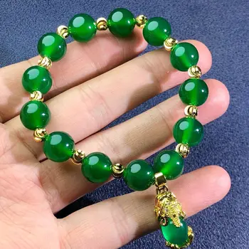 Indywidualne Naturalne Zielone Koraliki Jadeitu Pixiu Ręcznie Wiązane Bransoletka Regulowana Bransoletka Urok Biżuteria Mężczyzna Kobieta Amulet Szczęścia