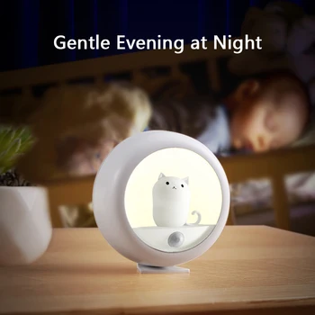 Inteligentny Led Kreatywny Kocie Czujnik Ruchu USB Akumulator Lampa Dekoracyjna Szafka Wisząca Wisząca do Sypialni dla Dzieci Ładny