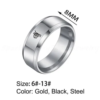Iskra 8 MM Niestandardowe Wygrawerować Imię Data Cyrkonu Pierścienia Ze Stali Nierdzewnej Spersonalizowane Pierścień Dla Zakochanych Zaręczynowe Biżuteria