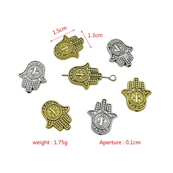 JunKang 15 szt. złe oko dłoni świętego Benedykta medal krzyż koraliki mocowania biżuterii DIY akcesoria handmade