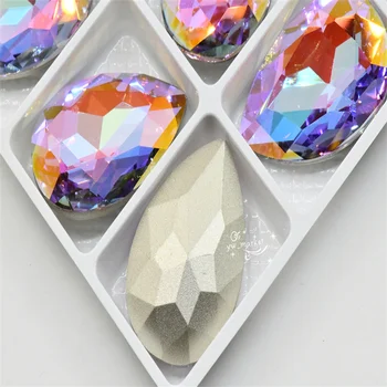 K9 lawenda AB szklane kamienie rhineston do dekoracji kropelkowata navette Diy rzemiosła biżuteria kryształ