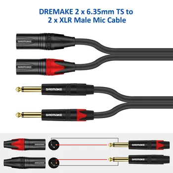 Kabel audio DREMAKE Hifi Podwójny 6,5 mm Wtyk do Podwójnego XLR Wtyk do Wzmacniacza Miksera Konsola od 2 XLR do 2x1/4 