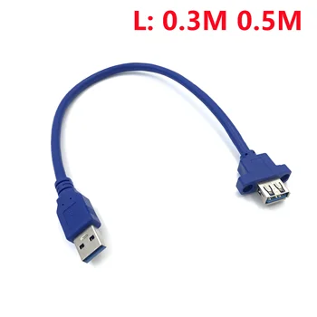 Kabel USB 3.0 Przedłużacz od mężczyzny do Kobiety przedłużacz kabel przewód Podwójnie Ekranowany Śruba Mocowanie na panelu 0,3 M 0,6 M, 1 M, 1,5 M, 3 M