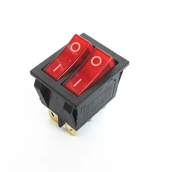 KCD6 Podwójna dźwignia Czerwony/Zielony/Czarny z Podświetleniem 2-Biegunowe 6-formularz Przycisk Włączania Elektryczna Forma Do Pieczenia Części grzejnika elektrycznego