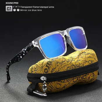KDEAM Atrakcyjne Funkcjonalne okulary Polaryzacyjne dla mężczyzn w matowej czarnej oprawie. Malowanie świątyń Play-Cool okulary z etui