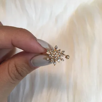 Kinitial Uroczy Kryształ Śniegu CZ Pierścień Biżuteria Kryształy Cyrkonu Regulowane Wymiary Pierścienie dla Kobiet poprawiny