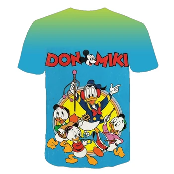 Koszulka Disney dla dziewczynek i chłopców, t-shirt z Krótkim rękawem, z myszką Miki i Donald kaczor donald, 3D, Nadruki, Odzież Dziecięca z Postaciami z Kreskówek, Słodkie dzieci Topy