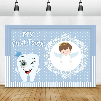 Laeacco Animowany Dla Dzieci Mój Pierwszy Ząb Urodziny Impreza To Dziewczyna Indywidualny Plakat Portret Zdjęcie Tła Fotograficzne Tło