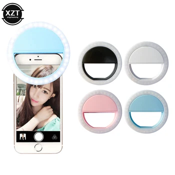 Led Selfie Pierścień Światła Obiektyw Telefonu komórkowego LED Selfie Lampa Pierścień dla iPhone Samsung Xiaomi Huawei Telefon Selfie Klip Światło Akcesoria