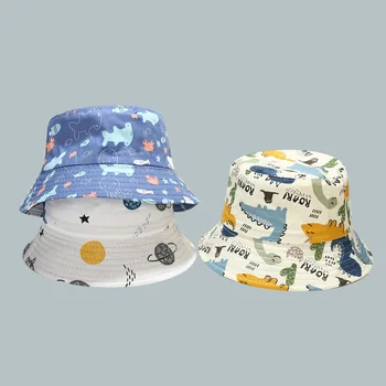 Letnie dzieci chłopcy dziewczęta kapelusz ochrona przed promieniowaniem UV, roleta czapka bawełna Panama kapelusze wiadro dzieci kreskówka kapelusz rybaka